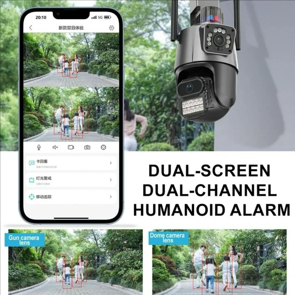 4K 8MP Dual-Lens Dual Screen Outdoor WiFi PTZ Camera, AI Auto Tracking ...