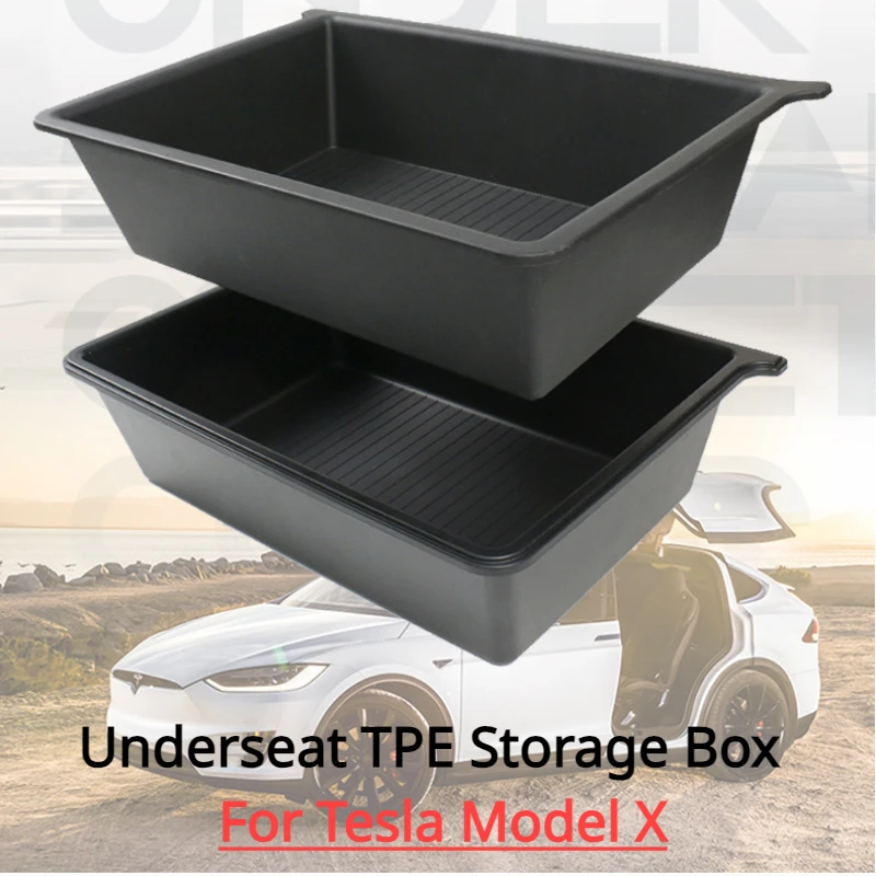 

Underseat Storage Box for Tesla Model X Car Seat Push Pull Drawer TPE Hidden Storage Boxes Car Interior Accessories ModelX 2023