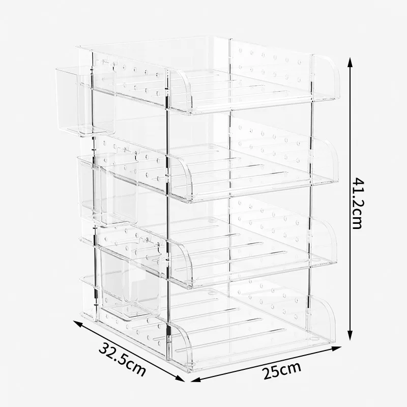 Stackable Desk Organizer Box Household Tray A4 File Organizer Transparent Multifunctional Desktop File for Students