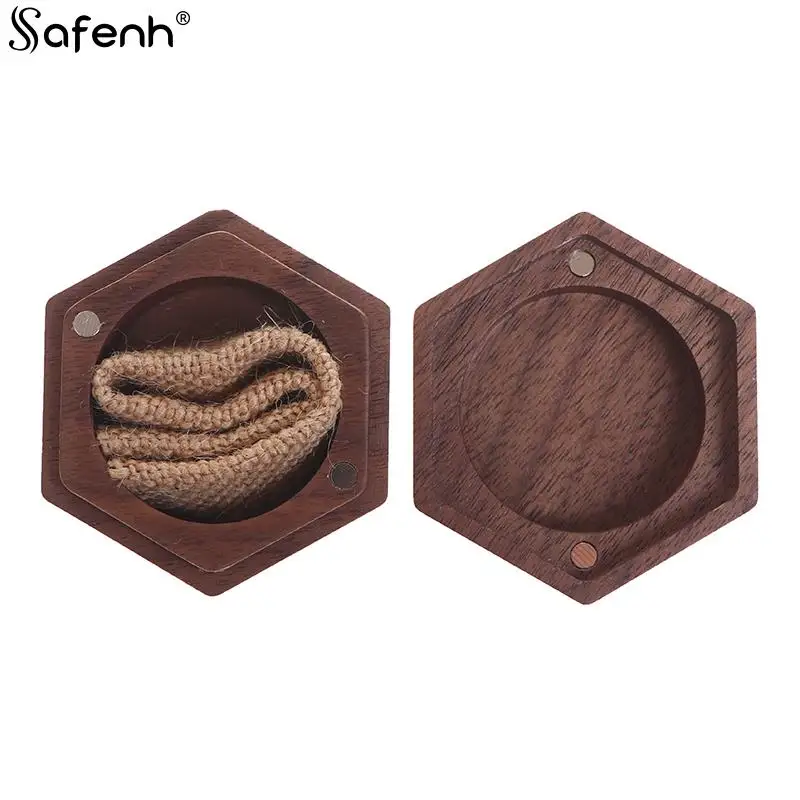 

1pcs Hot Wooden Jewelry Box Walnut Hexagon Wedding Wood Ring Box Holder Your Names And Date Rustic Wedding Wood Ring Box