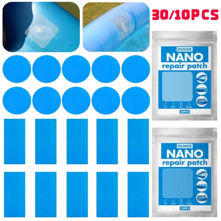 10/30PCS Self-Adhesive PVC Pool Patch Multifunctional Nano Repair Patch for Swim Ring Repair Inflatable Boat Accessories