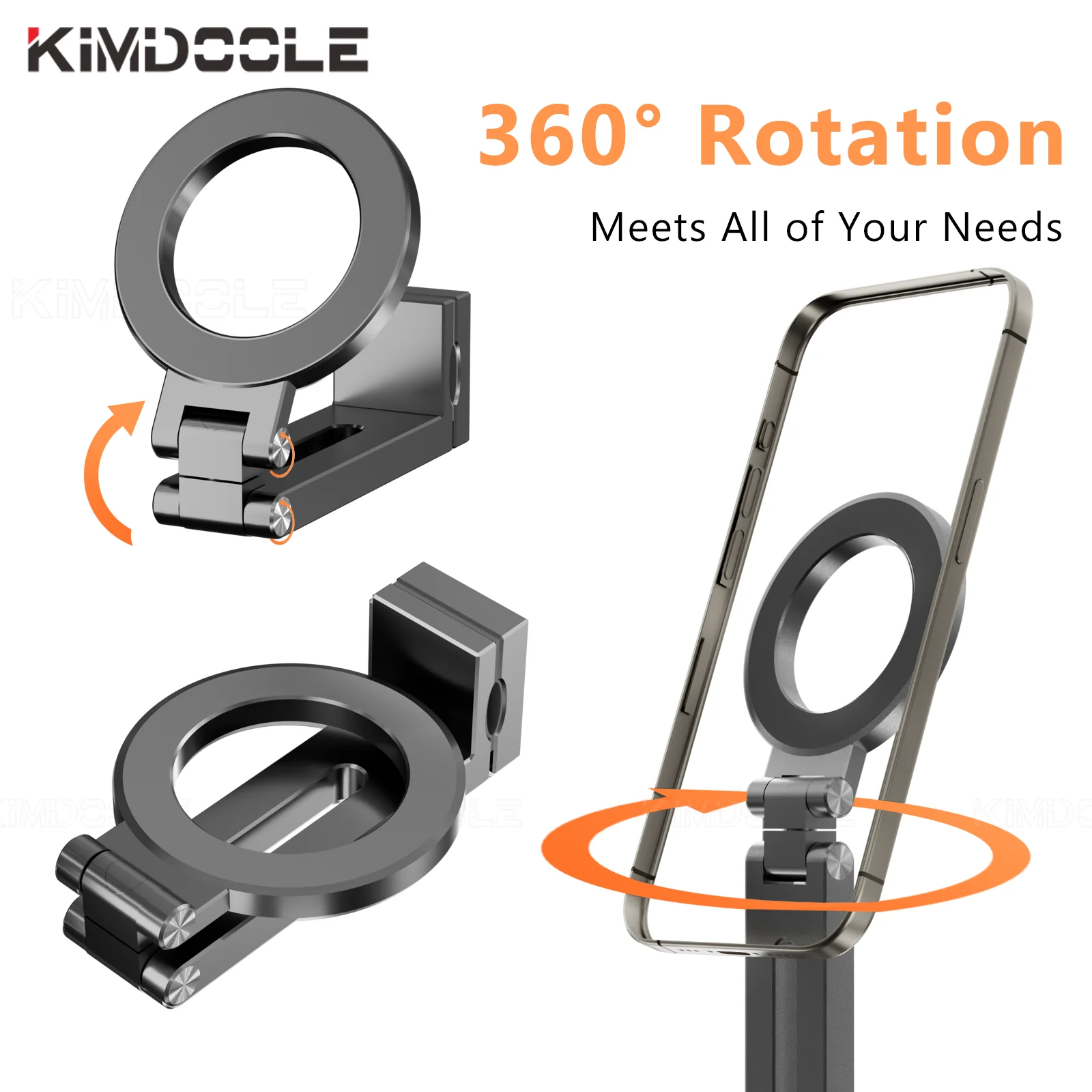 Airplane Phone Holder Adjustable Magnetic Phone Stand for Travel Selfie Rotating Desk Clamp Portable Foldable Universal Mount