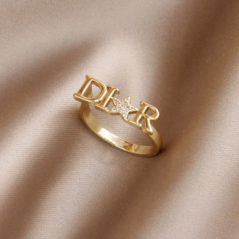 

Crystal Letter D Adjustable Rings for Women Fashion Brand Jewelry Zirconia Star Rings Party Accessories Gifts