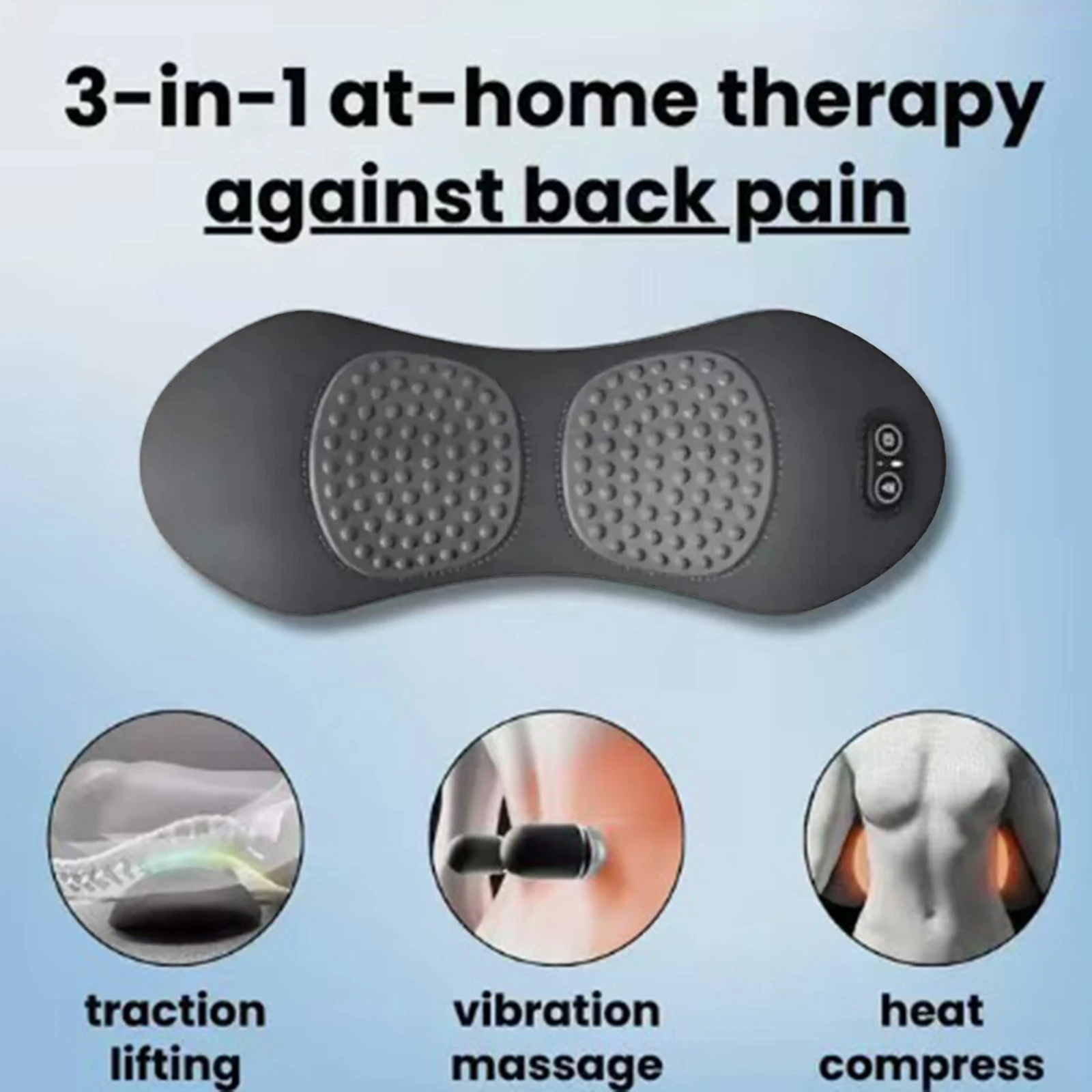 3-in-1 Back Pillow Heating Vibration Sleep Cushion Lumbar Support Massager Cushion Maternity Bed Sleeping Lumbar Support
