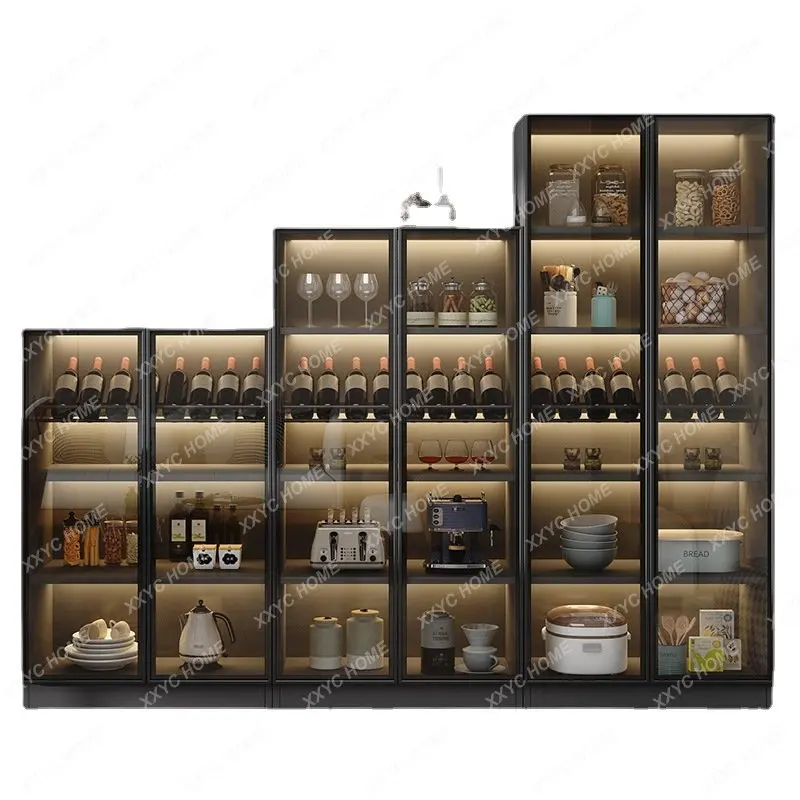 

Small Wine Cabinet Cabinet with Glass Door Modern Home Sitting Room Cabinet against the Wall Solid Wood Sideboard