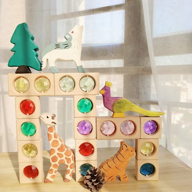 Wooden Handcraft Large Animals Toys For Kids Handmade Figure Cognition Montessori Early Educational Toys For Children jouets 6