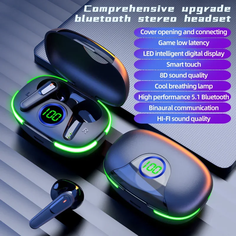

Original TWS Pro 80 Wireless Bluetooth Headset with Mic LED Display Earbuds Wireless Headphones Air Fone Bluetooth Earphones