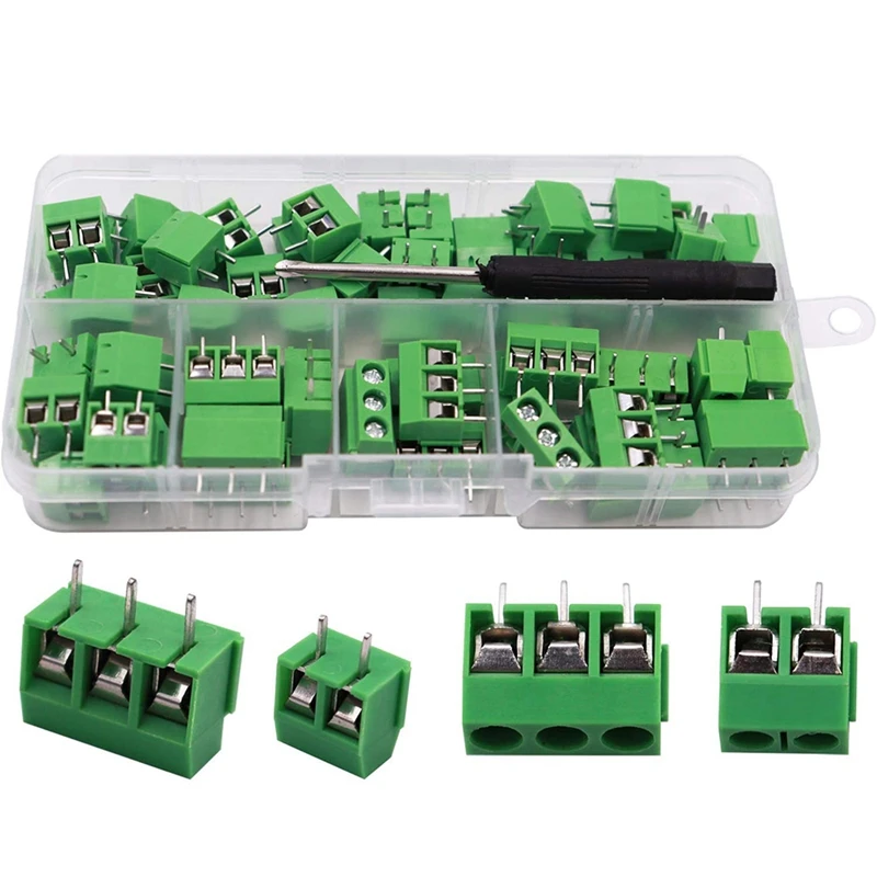 Connettore Per Morsettiera A Vite Per Montaggio Su Pcb A 2 Poli E 3 Poli Da 61 Pezzi Tn-T03G