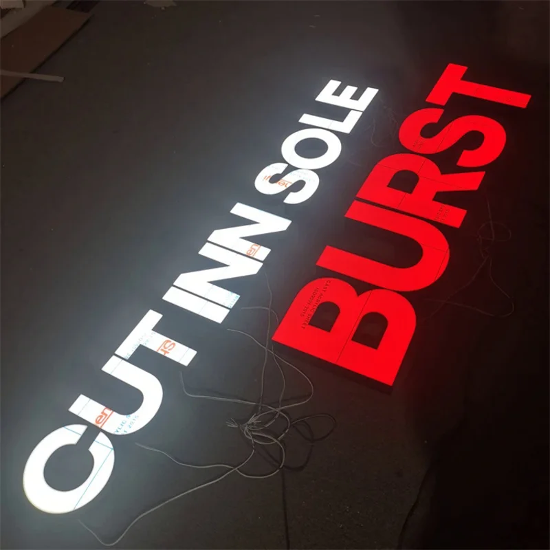 Custom Hot sale acrylic 3D LED plastic luminous characters led frontlit sign word logo sign for shop front 10 6pcs plastic desk sign label frame acrylic l shaped display business card holders transparent stand price tag display rack