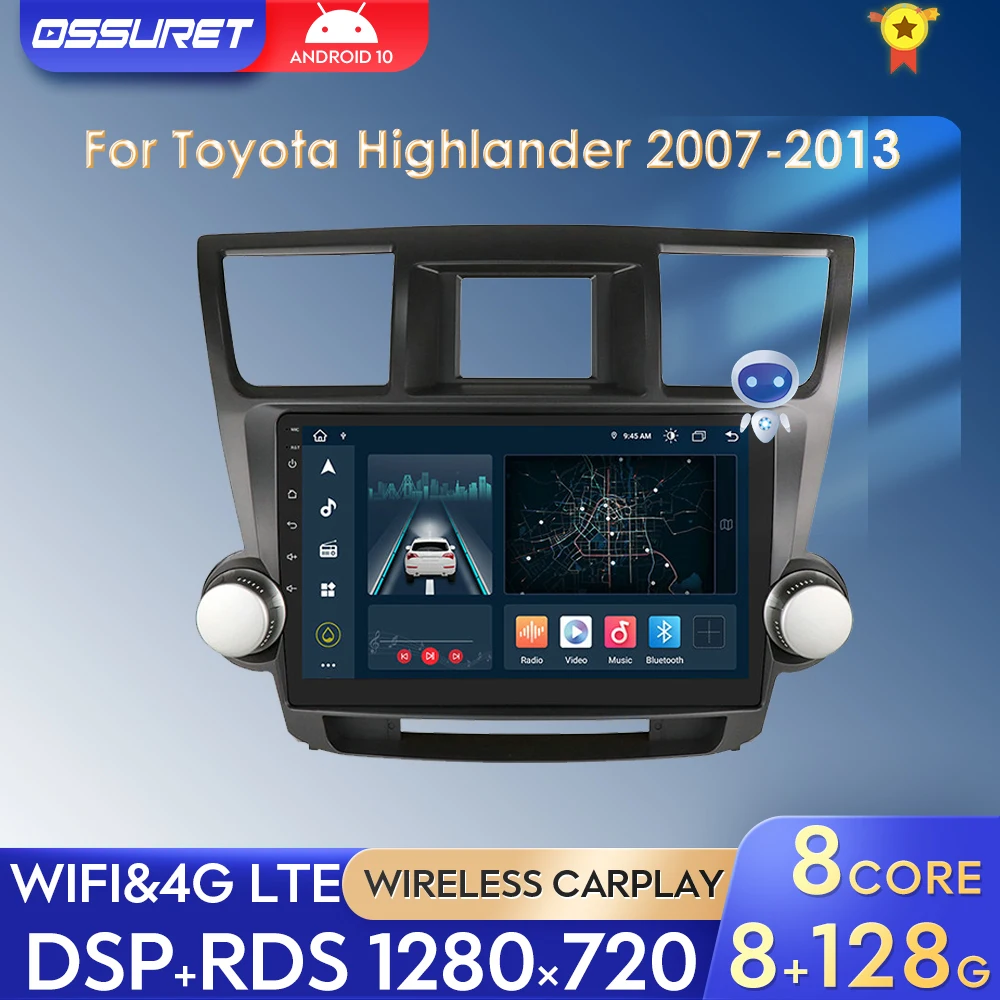 Автомобильная Мультимедийная магнитола AI CarPlay Android 10 с GPS Навигатором для Toyota