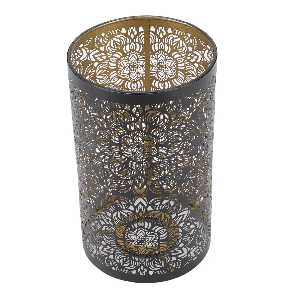 Abat-jour Métal Ajouré 12x20 Cm - Motif Floral Rétro, Pour Ampoules E27/E26, Déco Murale Lumineuse