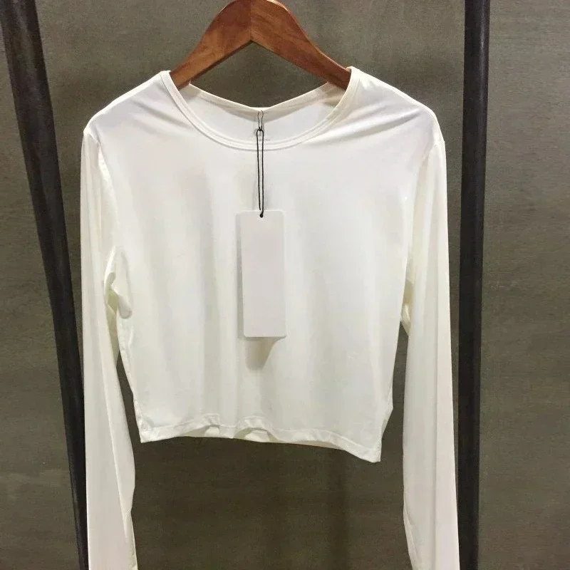 AL Quick Drying Long Sleeve Yoga Shirt Fitness Women's Gym Clothes Short Sports Top Elastic Breathable Training Jogging Shirt
