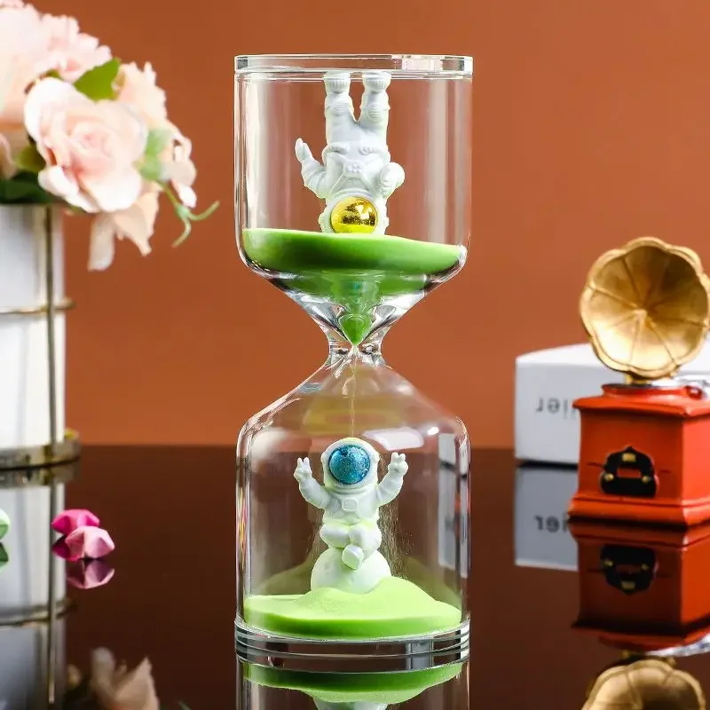 5/10/30/60 Min Creative Astronaut Sand Clock Hourglass Timer Transparent Glass Gifts As Delicate Home Decorations Pendant New