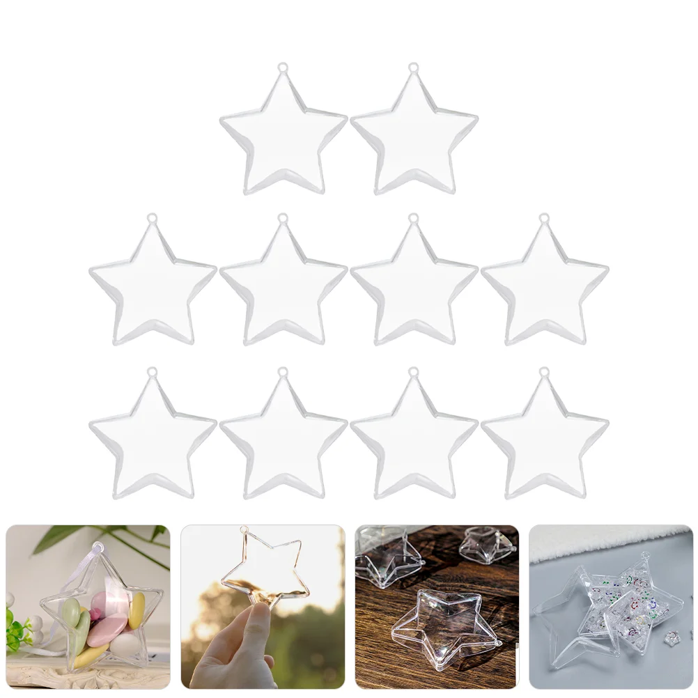 

10 Pcs Five-pointed Transparent Ball Christmas Decoration Star (8cm) 10pcs Hanging Christmass Tree Balls