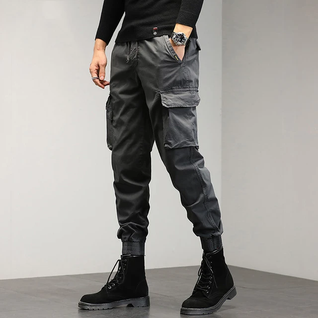 Pantalones Cargo para hombre, pantalones militares sueltos con bolsillo a  la moda, ropa de calle informal, pantalones clásicos para hombre -  AliExpress