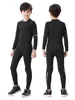 Winter Thermal Underwear For Kids Outdoor Running Set Boy Gym Jogging Compression Tights Workout Thermal Tights Child Soccer Kit 5