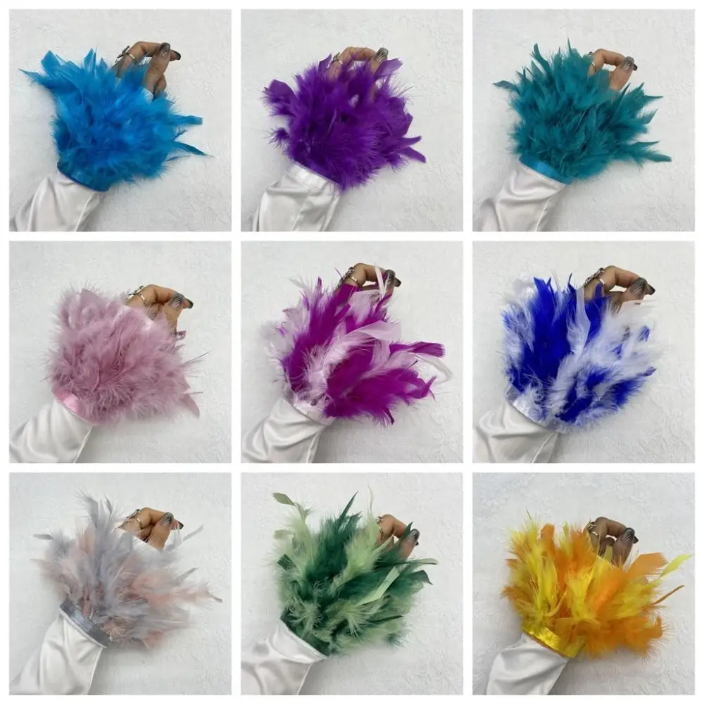 

Colorful Fur Feather Cuffs Turkey Feathers Soft Feather Wristband Bracelet Hair Loop Bracelet Fun Feather Wristband Circle