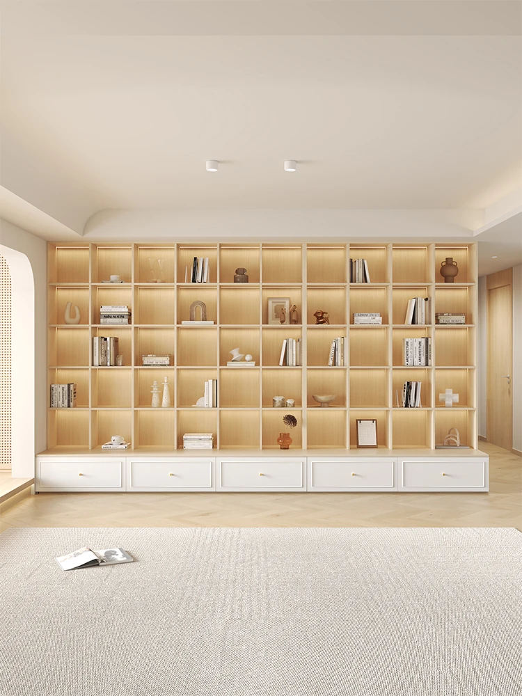 

Книжная полка из массива дерева, гостиной в верхней части, полная настенная библиотека, Роскошный домашний книжный шкаф в верхней части