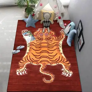 Tiger's Skin 3D Ethnic Style Carpet For Home Living Room Bedroom Bedside Child Play Mat Floor Area Rug Non-Slip Entrance Doormat