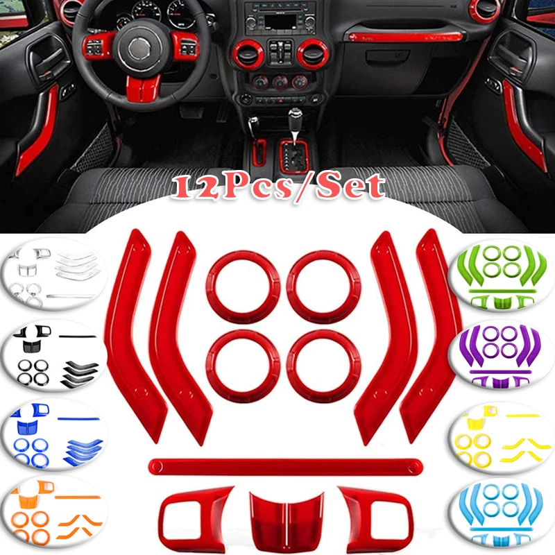 

MX 12PCS/Set Car Interior Cover Decoration Inner Trim Cover Full Kit For Jeep Renegade 2011-2017 Auto Accessories
