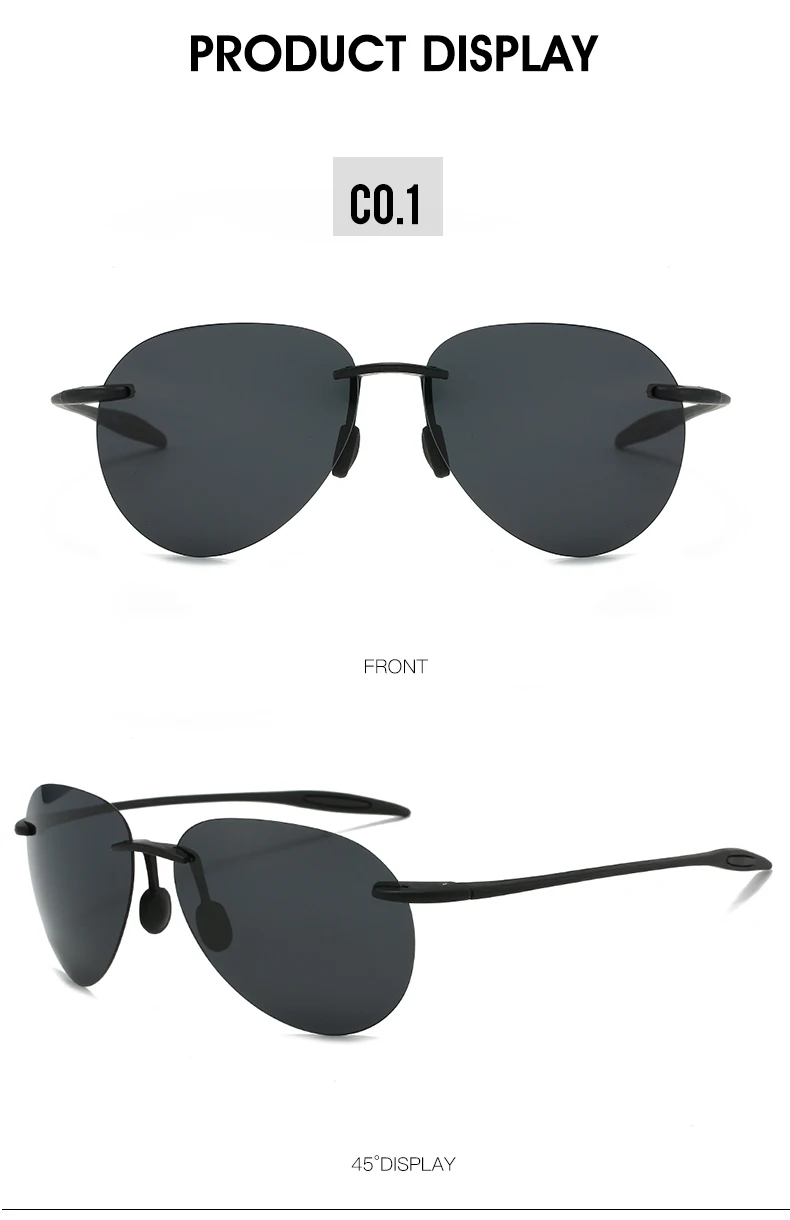 Neue ultraleichte rahmenlose bunte polarisierte Sonnenbrille für Männer und Frauen aus TR90-Material, geeignet für Freizeit und Urlaub UV400 – Detail 7