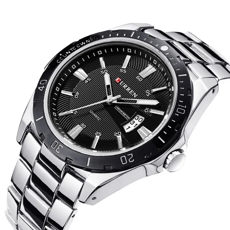 CURREN 8110 Men's Watch Fashion Calendar Watch Men's Steel Belt Waterproof Quartz