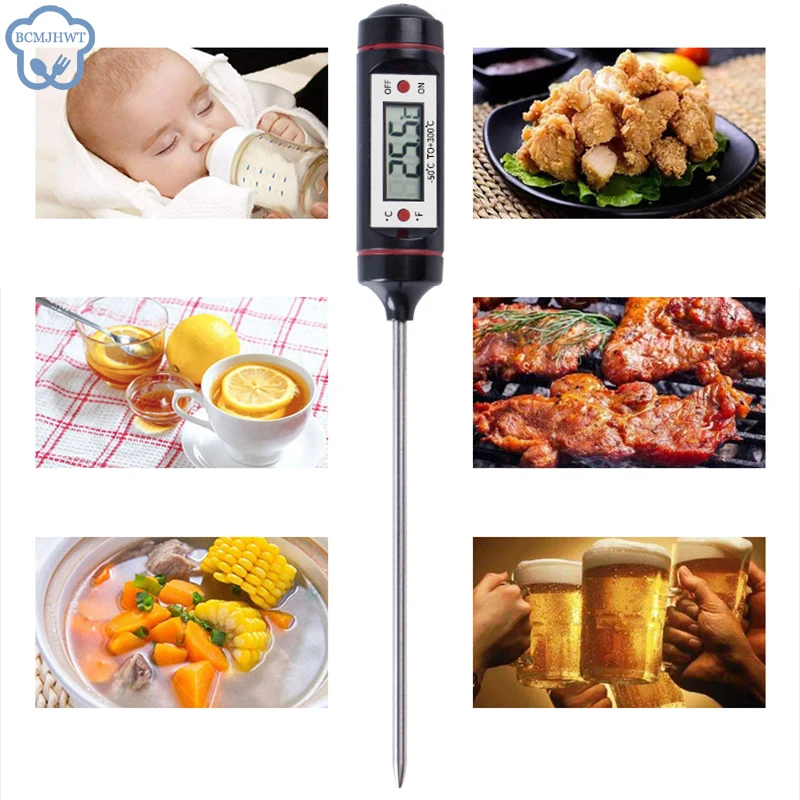 Цифровой термометр для мяса, кухонный измеритель температуры для барбекю, воды, молока, масла, духовки, 1 шт.