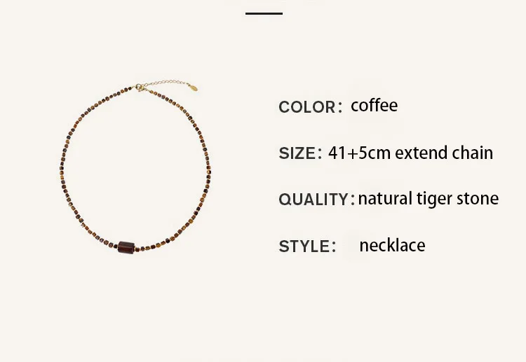 Kleine quadratische natürliche Tigerauge Stein perlenkette beliebte Meilad Pullover Kette europäischen & amerikanischen High-End-Gefühl Schlüsselbein – Detail 2