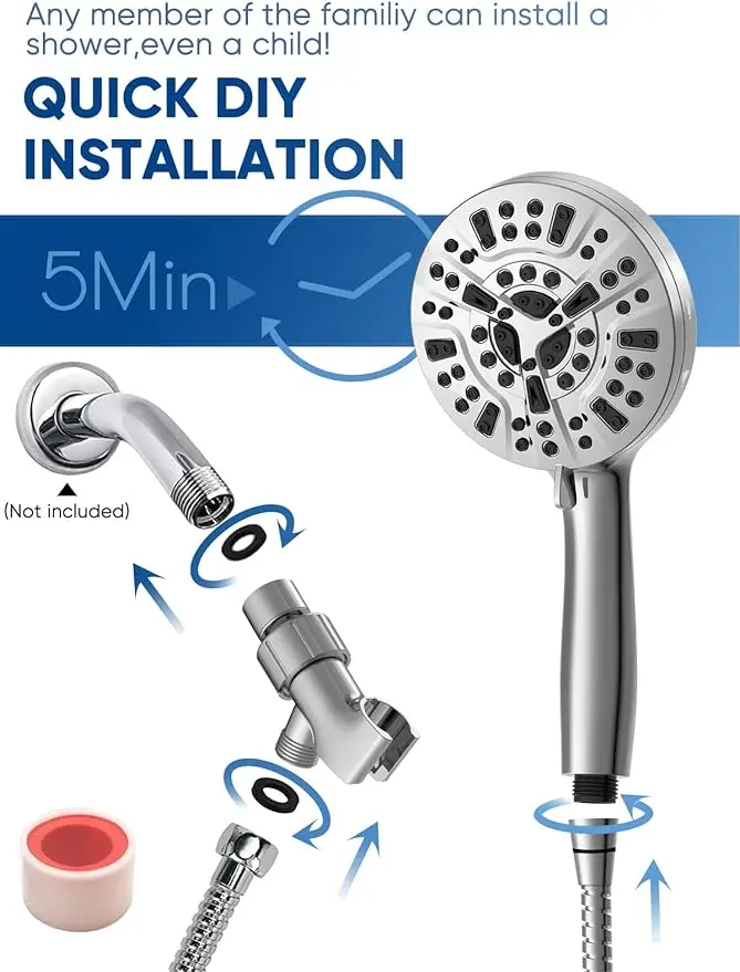 10 Function High Pressure SPA Adjustable Shower Head Water Saving Handheld Shower Nozzle Rack Hose Bathroom Accessories set