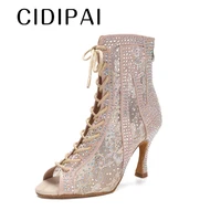 CIDIPAI Female High Top Latin Dance Shoes Woman Rhinestone Ballroom Dancing Shoes Sexy Soft Sole Dance Boots Women Party Shoes 1