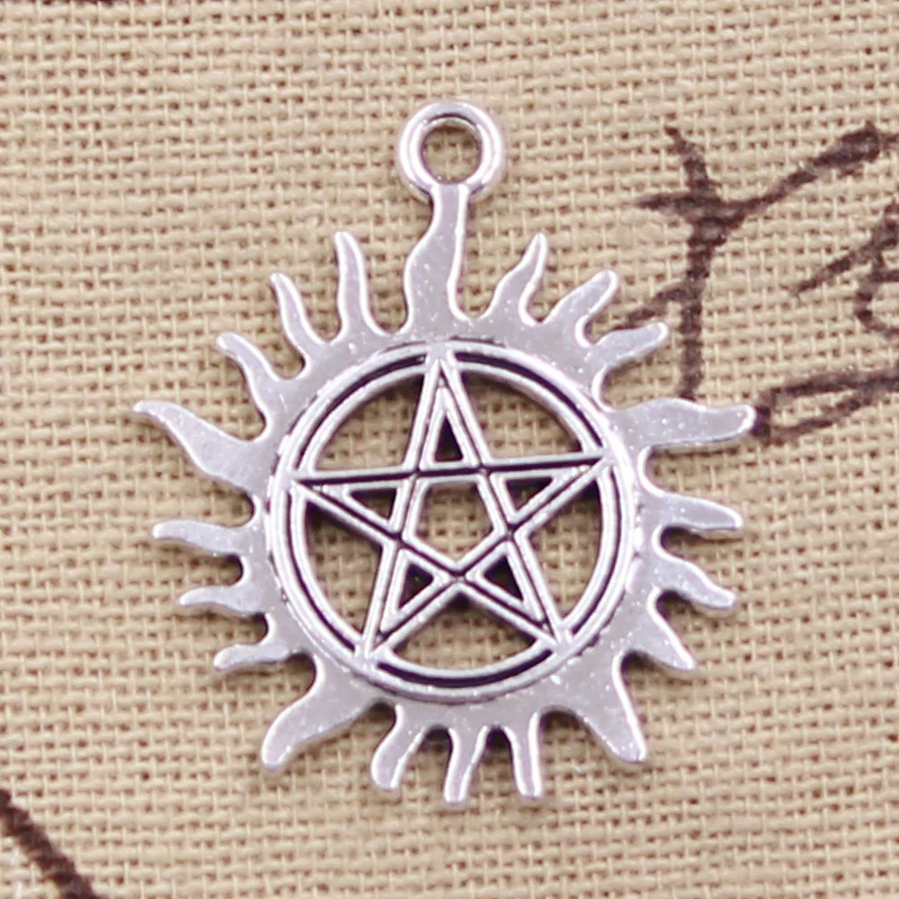 12pcs Charme Sun Star Hexagramm 30x26mm Antike Silber Farbe Überzogen Anhänger, Die DIY Handgemachten Tibetischen Silber farbe Schmuck