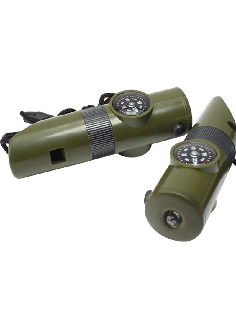 7in1 Emergency Survival Whistle Compass Multifunction Tool Magnifier Flashlight Storage Container Thermometer for Camping Hiking survival whistle