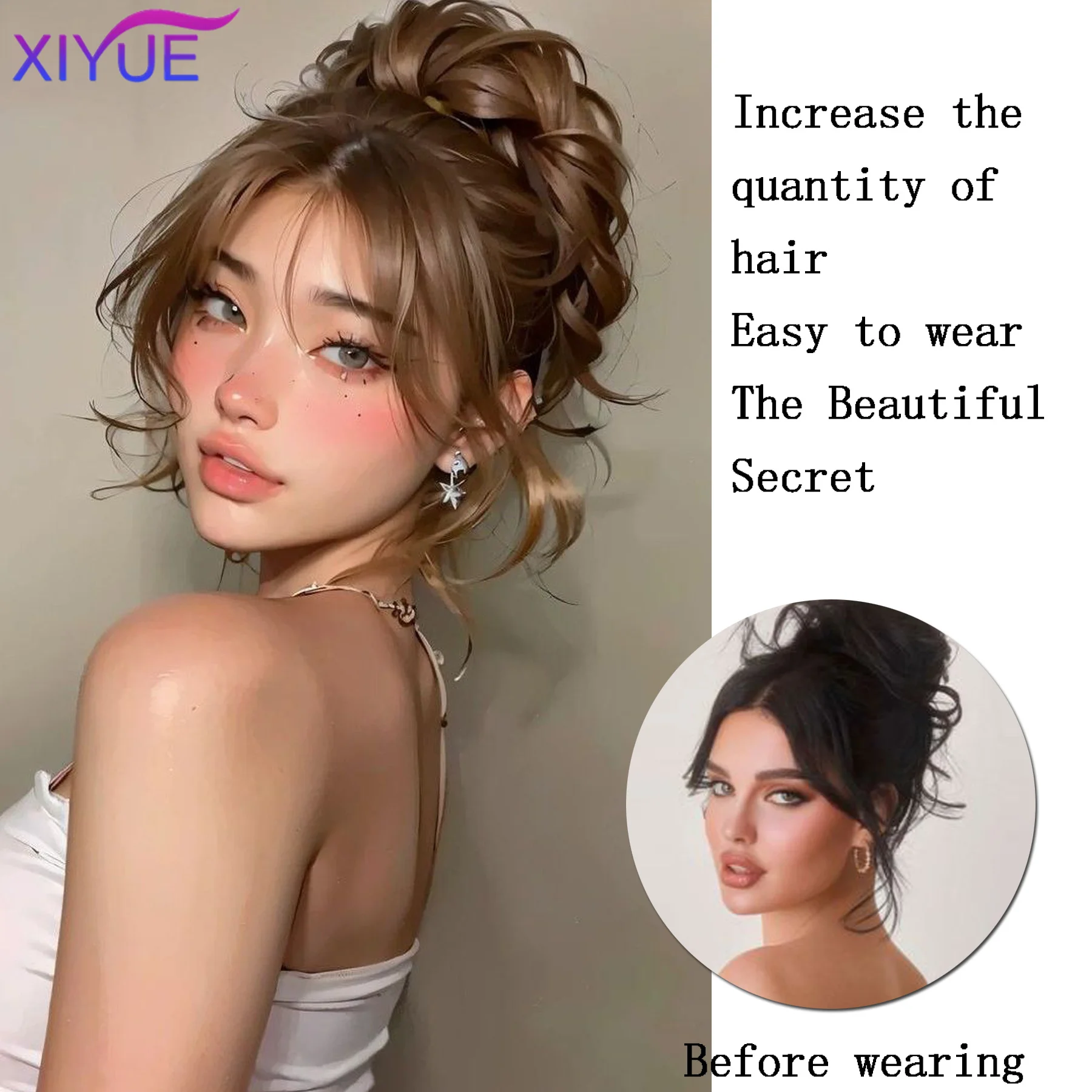 XIYUE synthesis Fake Synthetic Air Bangs Clip-In Hair Extension Fringe False Blunt Hairpiece for Women Clip In Front Hair Bangs