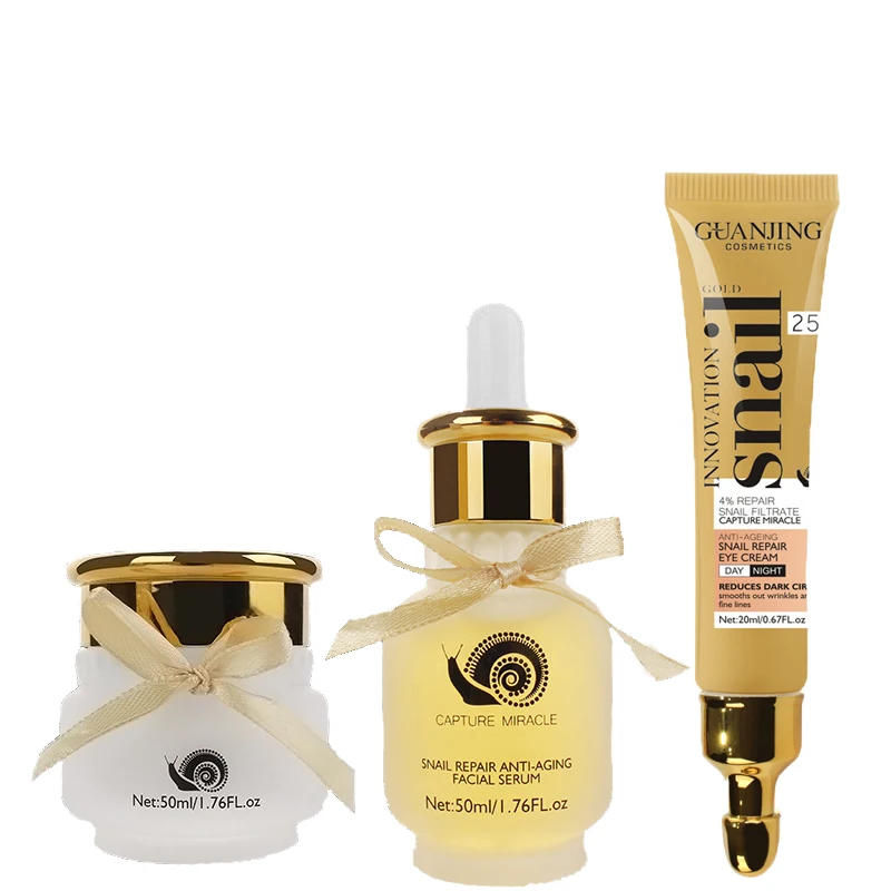 

Luxury Snail Mucus Extract Facial Skin Care Set Face Care Kit Lighten Wrinkles Brighten Nourishes Facial Essence Cream Eye Cream