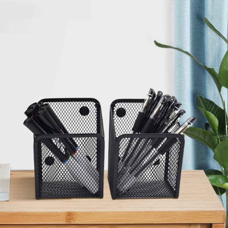 1Pc Magnetic Mesh Pencil Holder Desk Organizer Container For Office Home