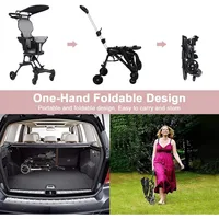 Poussette Pliable Légère pour Bébé, avec Roue Universelle à 360 °, Double Frein, Réglable, Pas Besoin d'Assembler 3