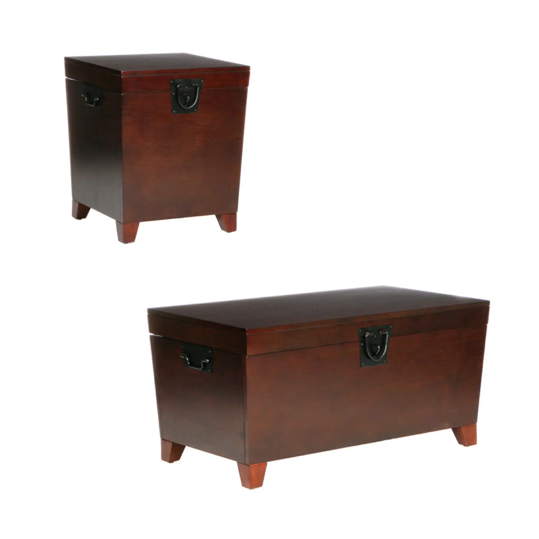 Pyramid Trunk Coffee Table, Mission Style, Multiple Finishes MD pine veneer Black metal handle extra storage space 6