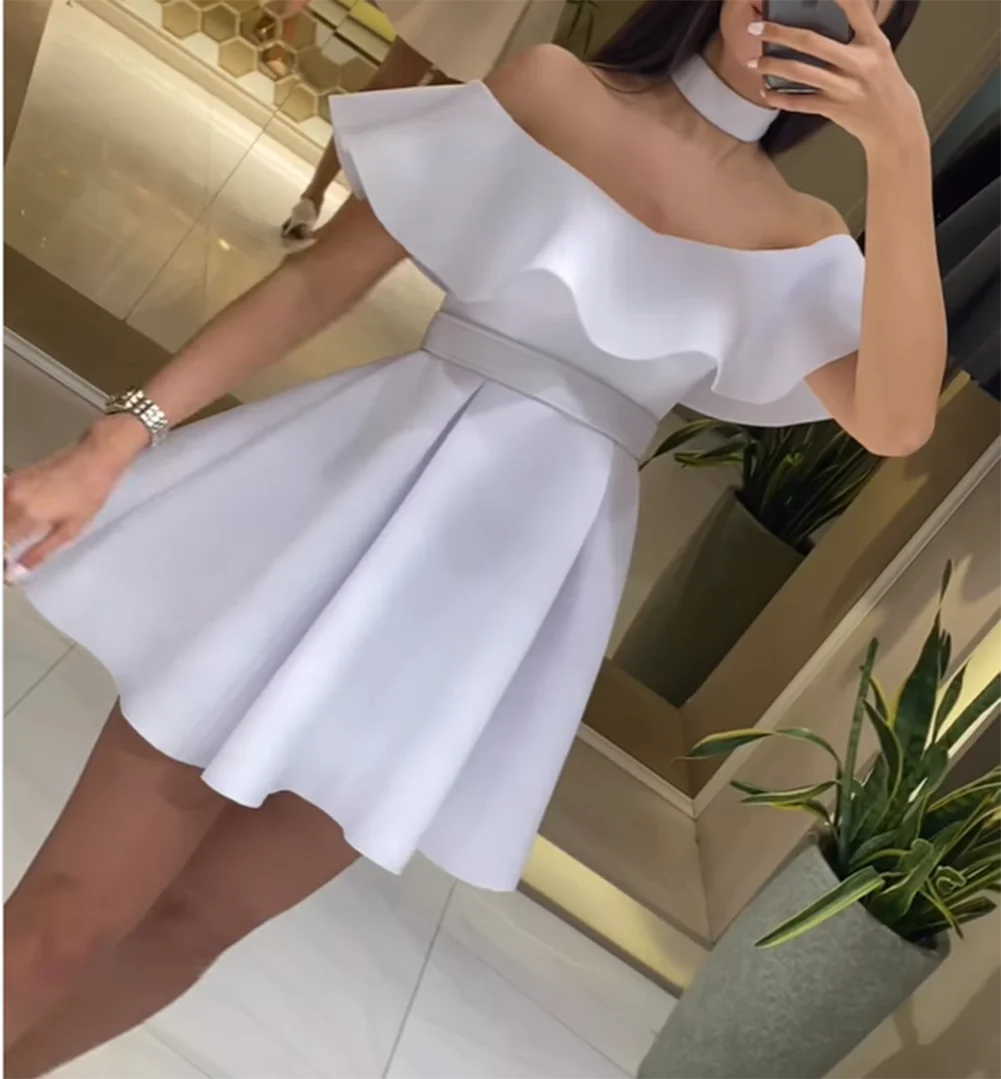 

V Neck Evening Dress Short A Line فساتين سهرة Вечернее платье Sexy Long Sleeve Robe de soirée Party Prom Gown for Women
