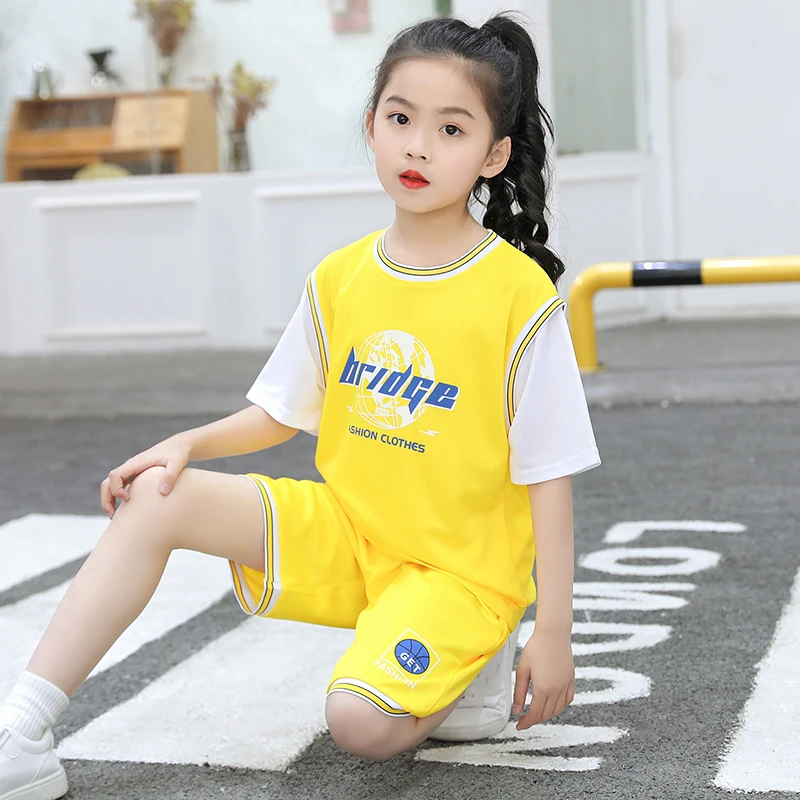 

3Y 5Y 14Y Summer Teenage Girls Clothing Fashion Short Sleeve Teenage Girls Clothing Sets Casual Boys Girls Sports Sets 2pcs