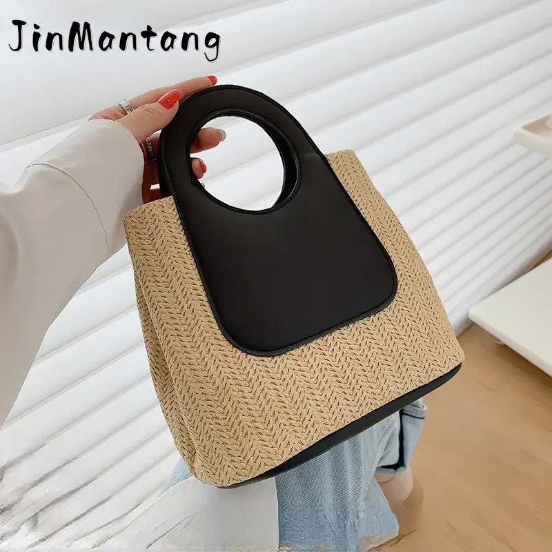 

Fashion Lady Straw Woven Bag Summer Women's Shoulder Bohemia Travel Beach Handbag Hand made High quality Bucket Shopper Tote