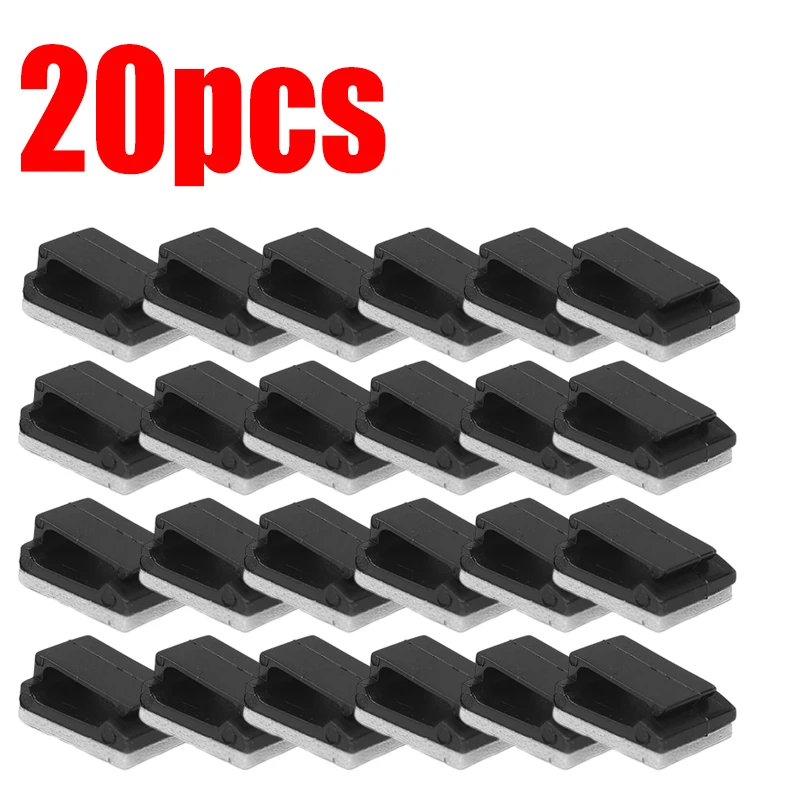 40 Clip Adesive Per Cavi – Organizzatore Per Cavi Auto, Casa E Ufficio, Con Fascetta, In Due Misure (S E L), Nero