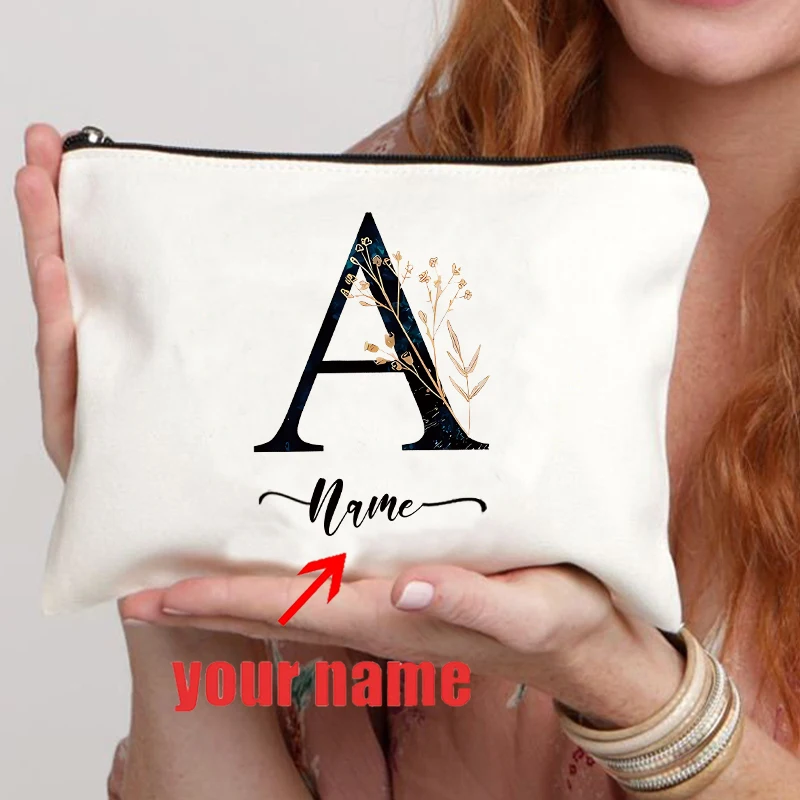 Minimalist Style Name Custom Makeup Bag Personalized Gift for Friends Sister Daughter Bridesmaid Cosmetic Kit Women Toiletry Bag 6