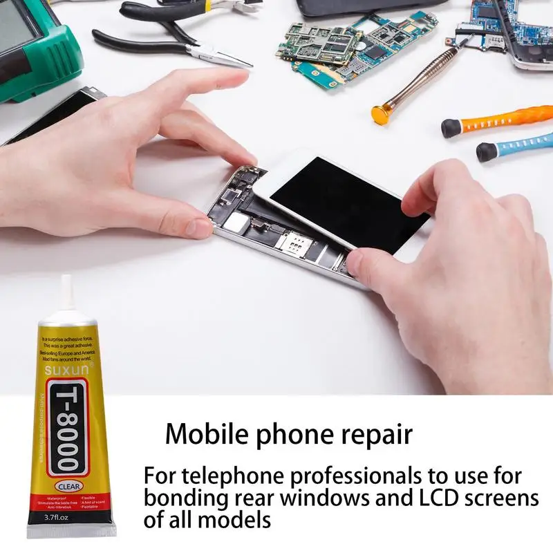 T-8000 Transparent Glue Mobile Phone Repair tools Adhesive Epoxy Plastic Rubber Cell Phone Screen Super Glue Never Clog Nozzle