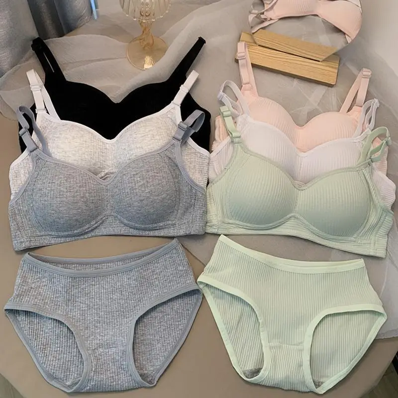 Conjunto lencería mujer bralette y braguita sin costuras sexy algodón_voghion.com