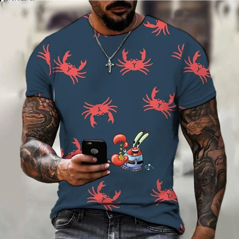 2024 Summer Children's SpongeBob T-shirt Kids Fashion Casual Men's Round Neck T-shirt Cartoon Boys Clothes Girls Tops 3