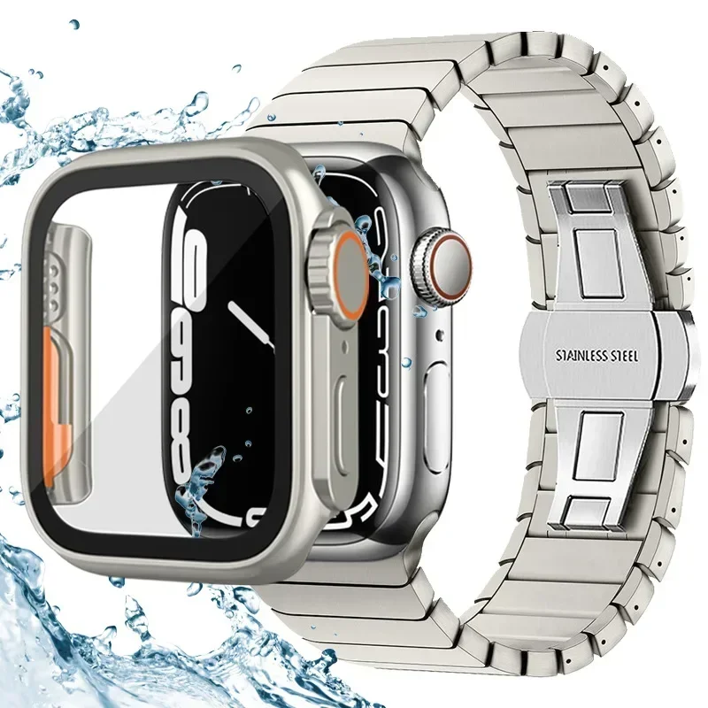 Screen Protector For Apple Watch Case 46mm 42mm 45mm 40mm 44mm 41mm PC Cover+Glass Film Change To Ultra Series 10 9 8 7 6 SE 5