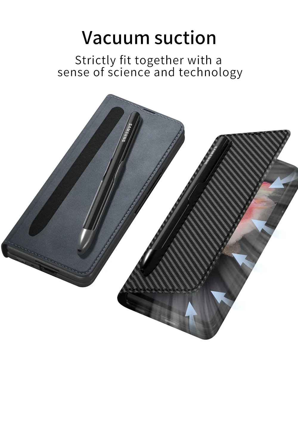 Original Case For Samsung Galaxy Z Fold 4 3 Frosted Leather Card Package Pen Hol