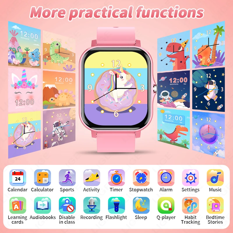 2026 Smart Watch Kids 14 Puzzle Game Sleep Monitor Flashlight Alarm Clock Pedometer Gift For Children 4 to 12 Boy Girl Toy Watch