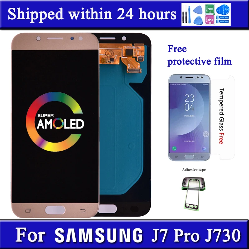 Super Amoled для Samsung Galaxy J7 Pro 2017 J730 J730F ЖК-дисплей и сенсорный экран дигитайзер в сборе
