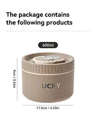 WORTHBUY Stackable Insulated Stainless Steel Thermal Lunch Box (600ML Brown)